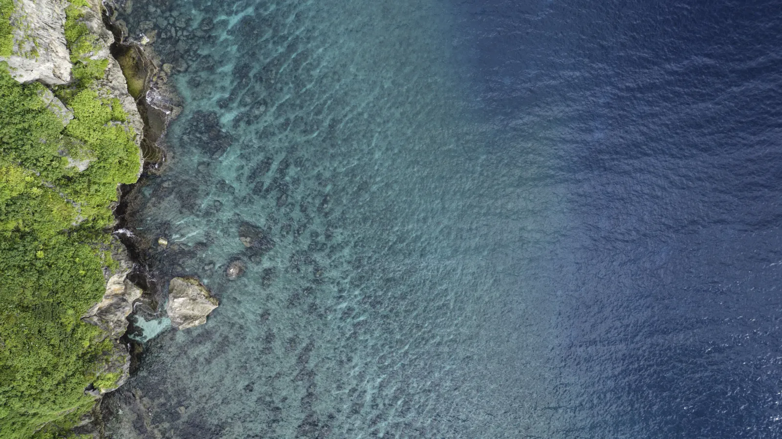 Aerial view of the reef and cliff line along Guam's coast